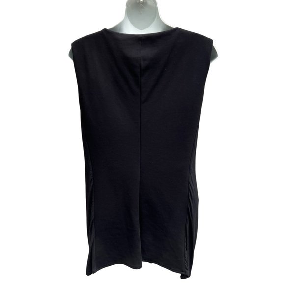 Lysse Sleeveless V-Neck Faux Leather Insert Pullover Tunic Top0 Black Size Small - Picture 3 of 11